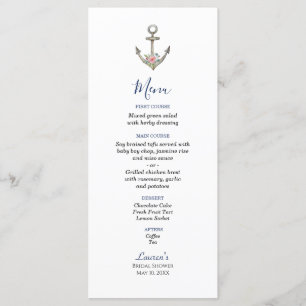 Aquarelle Ancre Nautical Bridal menu douche