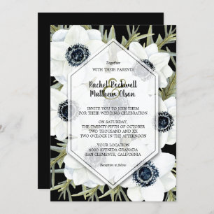 Aquarelle Anémones Botanique Mariage Invitations