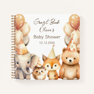 Aquarelle Animaux baby shower Livre d'invité