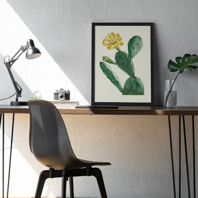 Aquarelle Antique Botanique Cactus Imprimer Poster (Watercolor Antique Botanical Cactus Print Poster)