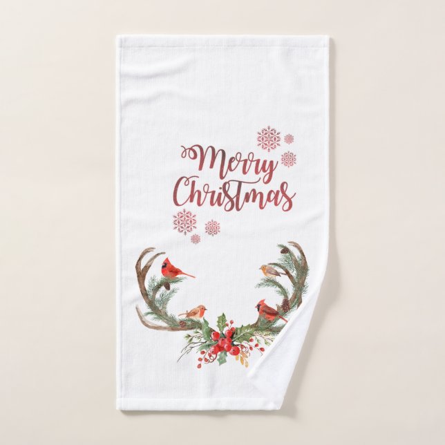 Aquarelle Antler Reindeer Noël cardinal (Serviette à main)