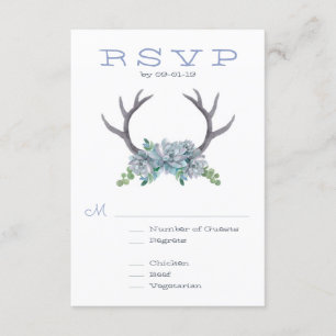 Aquarelle Antlers et Mariage Echeveria RSVP