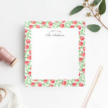 Aquarelle Apple Motif Note du Bloc-notes de l'ense<br><div class="desc">Le design des blocs-notes mignon pour les enseignants comporte "une note de" et votre nom en bloc noir et en lettres de script,  bordé par un motif de pommes d'aquarelle rouge vibrantes et de feuilles verts.</div>