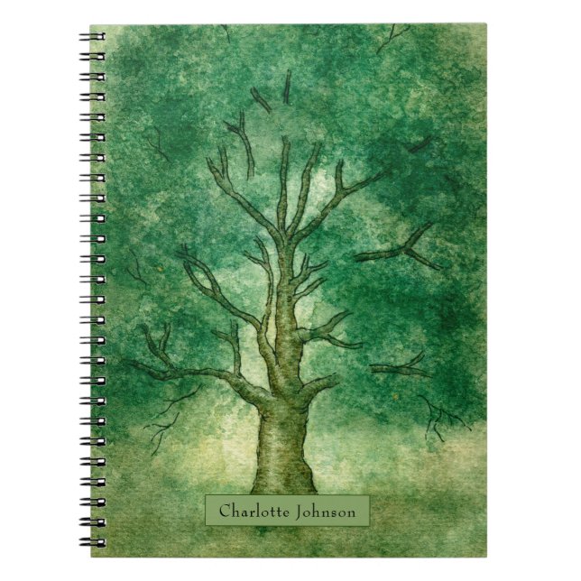 Aquarelle Arbre de chêne Carnet Spiral personnalis (Devant)
