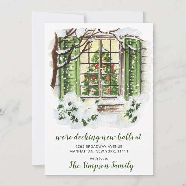Aquarelle Arbre de Noël Faire-part mobile (Devant)