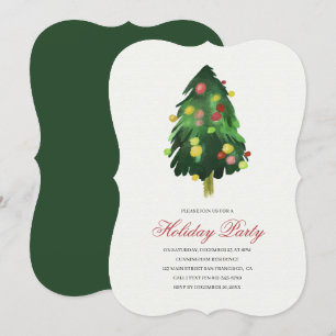Aquarelle Arbre de Noël Fête Invitation