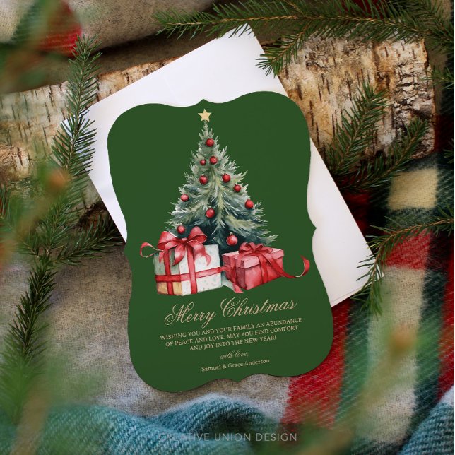 Aquarelle Arbre de Noël non photo Carte de Noël (Créateur téléchargé)