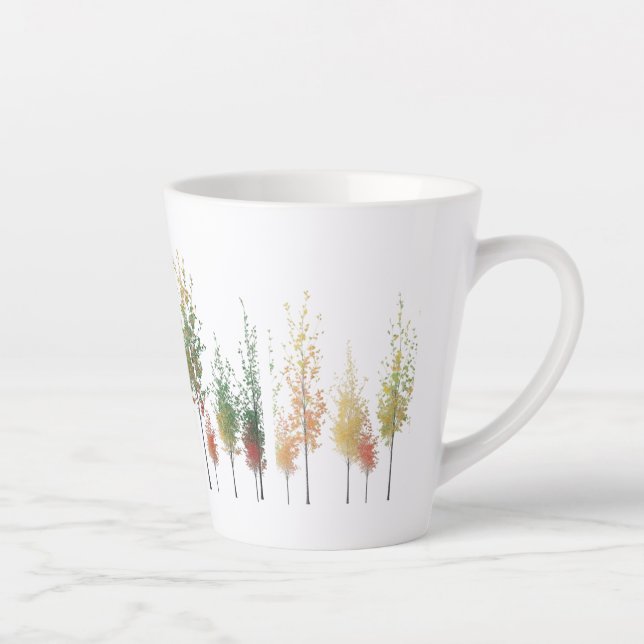 Aquarelle Arbre Ligne Petite Mug Latte (Droite)