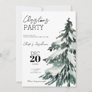 Aquarelle Arbre Noël Fête Invitation