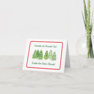Aquarelle Arbres d'hiver Neige, Fires Glowin RED