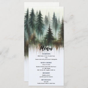 Aquarelle Arbres Rustique Wilderness Menu Mariage