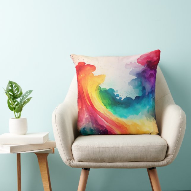 Aquarelle Arc-en-ciel Couleur oreiller (Chaise)