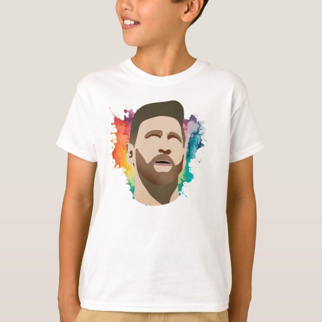 Aquarelle arc-en-ciel de Messi - T-shirt enfant (Devant)
