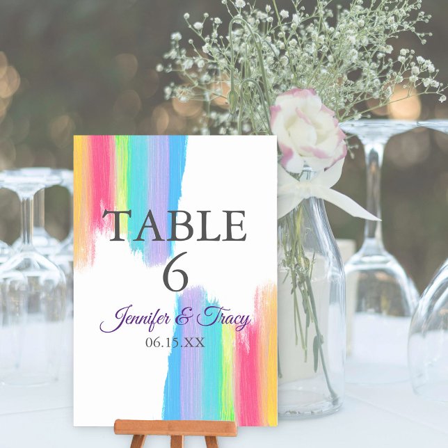 Aquarelle arc-en-ciel Élégant Numéro de table de m (Créateur téléchargé)
