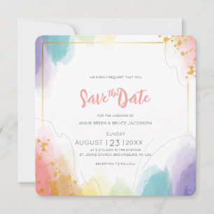 Aquarelle arc-en-ciel Enregistrer la carte de date