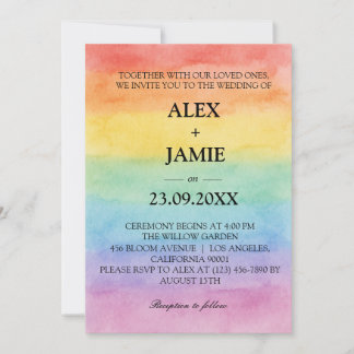 Aquarelle arc-en-ciel LGBT Gay Faire-part de maria