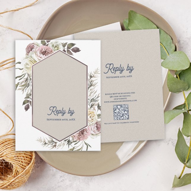 Aquarelle Arche Florale Botanique Réponse de Maria (Watercolor Floral Arch Wedding RSVP Card Botanical Garden Wedding Response Card Elegant Floral RSVP)