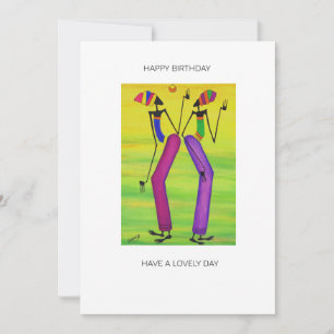 Aquarelle Art Africain, Bonne Carte d'anniversaire