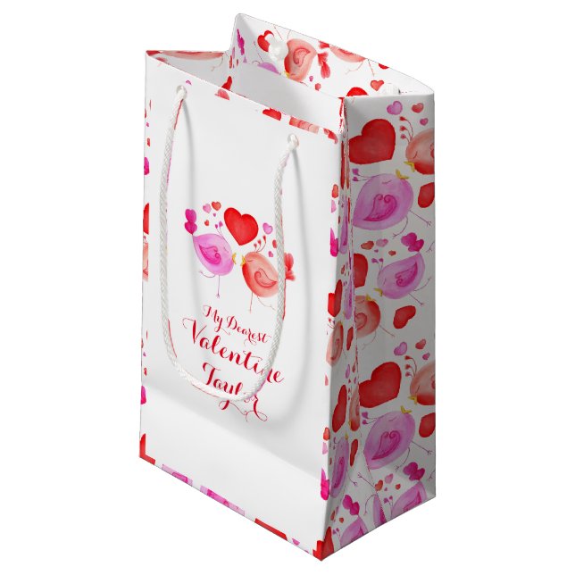 aquarelle art inséparables valentines cadeau sac (Devant Angle)