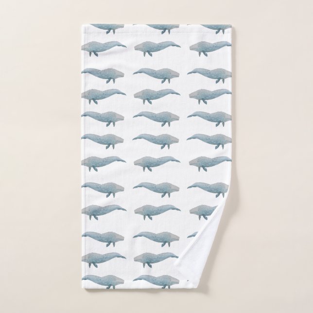 Aquarelle artistique Baleine bleue (Serviette à main)