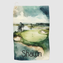 Aquarelle artistique terrain de golf serviette de