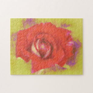 Aquarelle assez humide Rouge Rose Art Puzzle