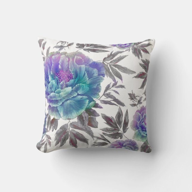 Aquarelle assez réversible Coussin floral (Recto)