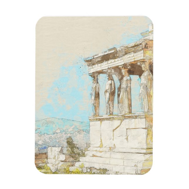 Aquarelle Athènes Magnet - Ruines grecques Souveni (Vertical)