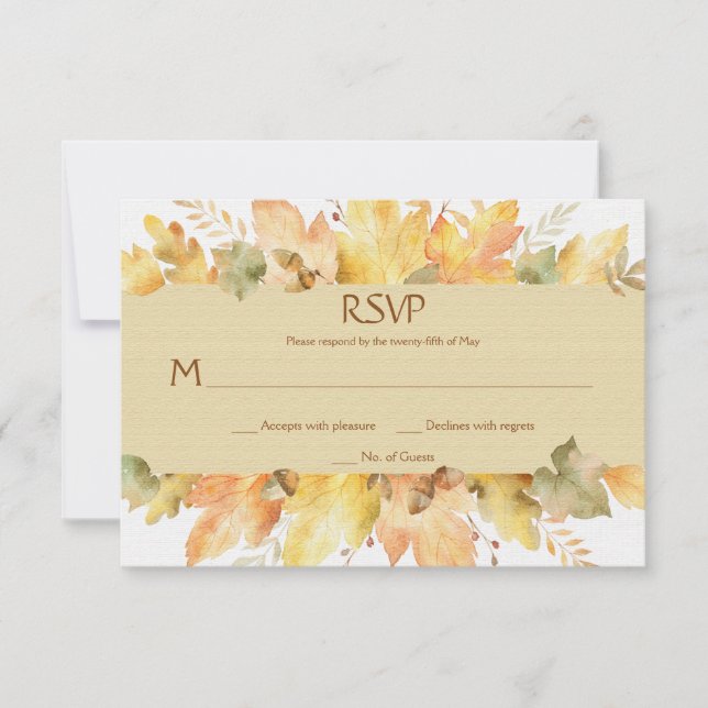 Aquarelle Automne Feuilles RSVP 1 | (Devant)