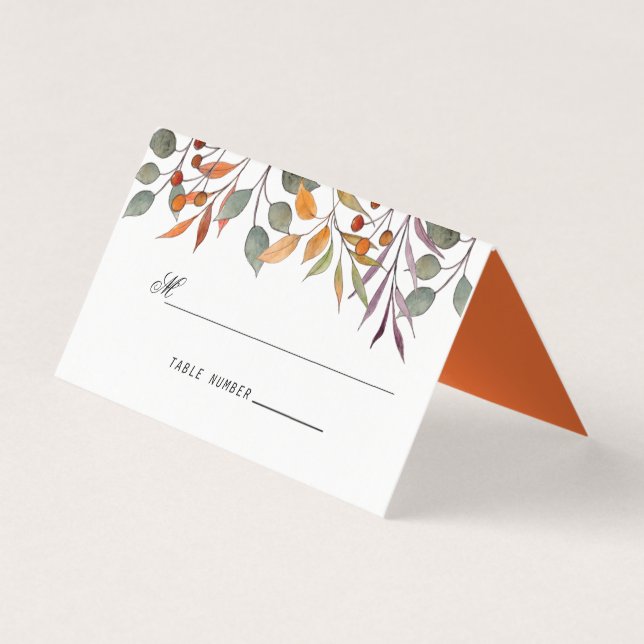 Aquarelle Automne Foliage mariage carte place (Front)