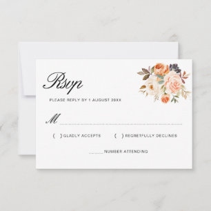 aquarelle automne or blush floral carte RSVP