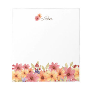 Aquarelle Autonomes Blooms Automne Bloc-notes pers