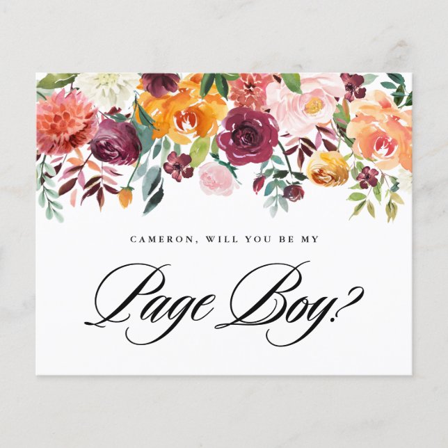 Aquarelle Autumn Blooms Vous Serez Mon Page Boy (Devant)