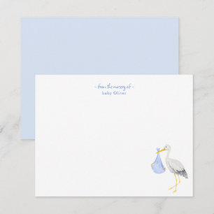 Aquarelle avec Carte de remerciements bébé garçon
