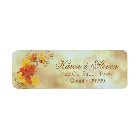 Aquarelle AWLa de feuille d'automne Étiquette D'adresse Retour