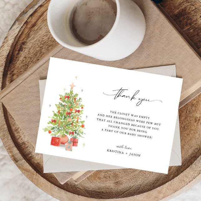 Aquarelle Baby shower de Noël Merci Cartes (Créateur téléchargé)