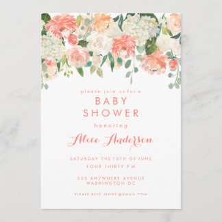 Aquarelle Baby shower Floral Garden Invitation