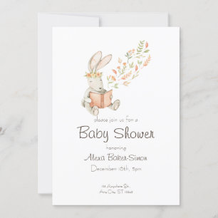 Aquarelle baby shower invitation avec bébé lapin