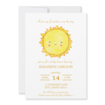 Aquarelle Baby shower solaire Invitation Neutre