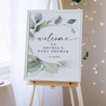 Aquarelle Baby shower vert Accueil Poster<br><div class="desc">Accueillez vos invités de baby shower avec ce poster de bienvenue couleur aquarelle. Faites-le imprimer ou télécharger et imprimer localement.</div>