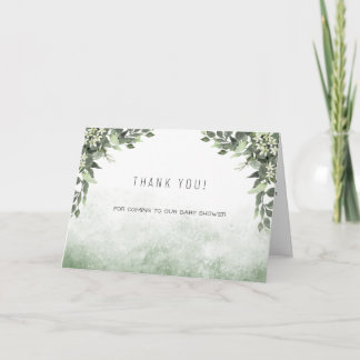 Aquarelle Baby shower vert Merci Note
