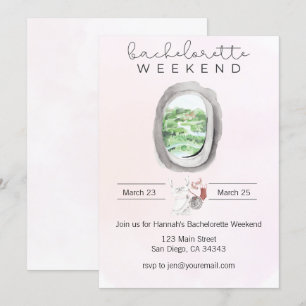 Aquarelle Bachelorette Plane Fenêtre Invitation