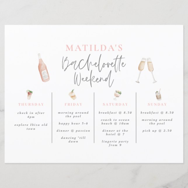 Aquarelle Bachelorette week-end (Devant)