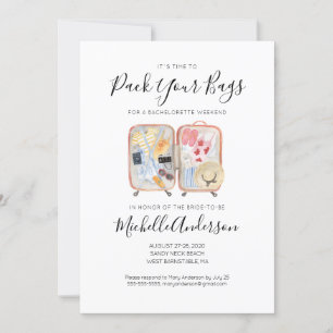 Aquarelle Bagage Bachelorette Invitation Week-end