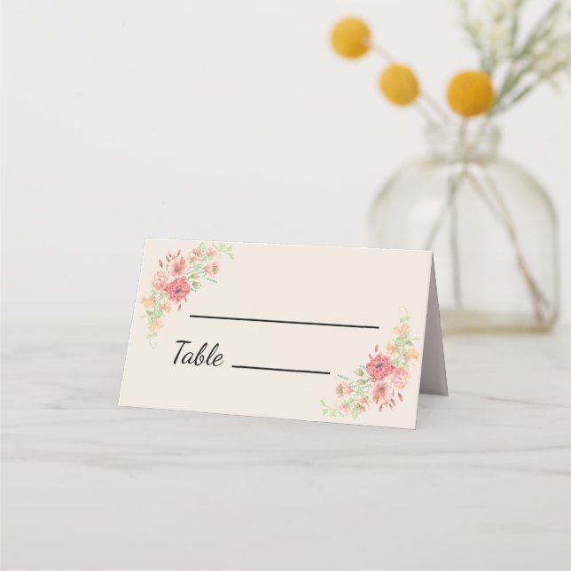 Aquarelle Bague de Fleurs sur Cartes de Place Beig (Devant)