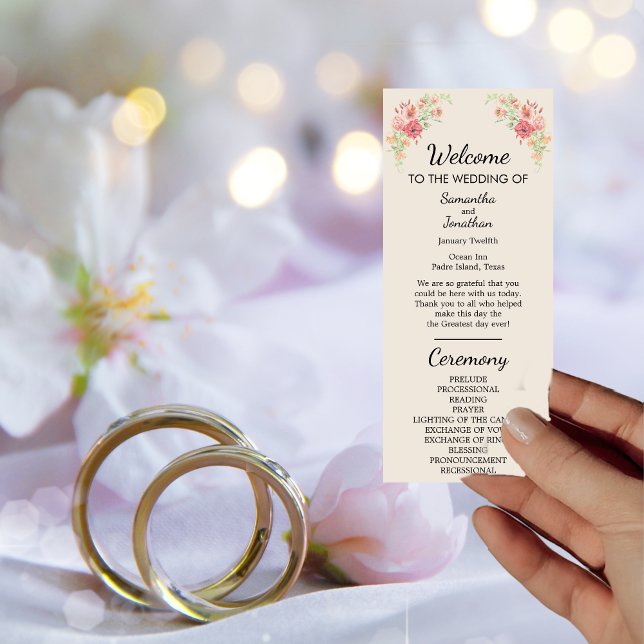 Aquarelle Bague de fleurs sur la carte de programm (Créateur téléchargé)