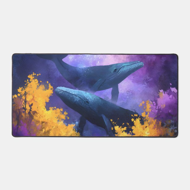 Aquarelle Baleines Jardin Océan Abstrait (Recto)