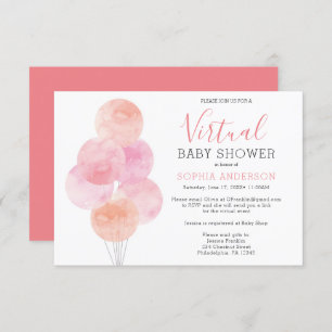 Aquarelle Ballons Baby shower virtuel Invitation