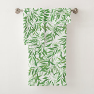 Aquarelle Bambou Feuilles Branches Vines Forêt