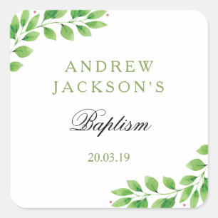 Aquarelle Baptême Floral Étiquettes